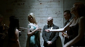 Manuel Ferrara shares cum with sexy stars in an orgy.