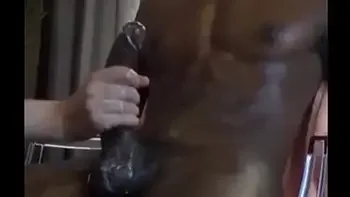 Edging handjob of HUGE black cock leads to shaking cumshot