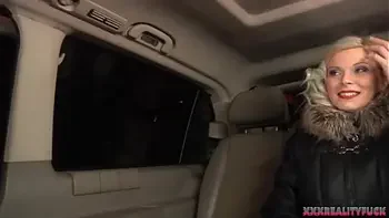 Boosty blondie takes stranger in the car for fuck and massive cum on her big tits