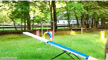 Cum-covered 19 Year-old Teen 18+ Bondage Slave Lexi Grey Crawls To The Seesaw For A Hard Caning