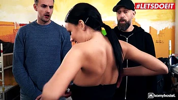 HORNY HOSTEL - Brunette MILF Cheats and Gets A Facial From a Stranger - LETSDOEIT: Porn