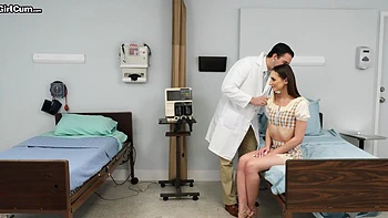 The doctor checked the girl’s pussy, then she sucked his cock.