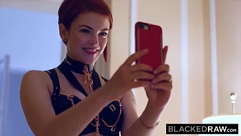 Submissive Ginger Taking Monster Big Black Dick In Her Cunt & Mouth