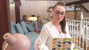 Fake Hostel - Mormon girl with tight wet pussy and big heavy tits gives in to her sexual urges and sneaky fucks a thick cock in front of her big protective until she orgasms and watches cum spray onto her massive boobs