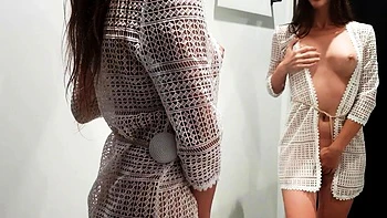 Fitting Room Cam Brunette Babe Undresses