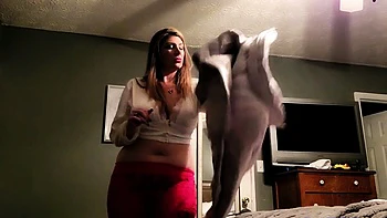 Big-Titted Brunette Stepmom in BDSM Solo Webcam Show