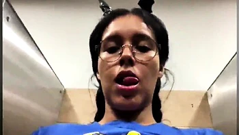 Busty curly brunette with big boobs fucks on couch