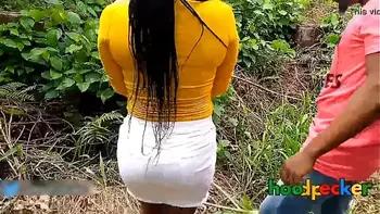 Nature fuck: Beautiful ebony fucked in the farm.