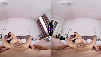 Skinny teen Sirena Milano rides cock in steamy vr sex