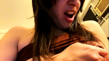 Cute curly brunette solo webcam masturbation