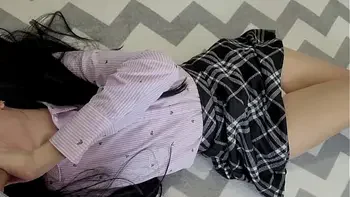 Teen's tight pussy filled with cum. Oh those upskirt panties...