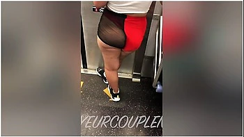 Wife In See Through Shorts And Thong Teasing Train Passengers