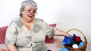 Chubby old BBW Majka shows off her shaved pussy and her toy