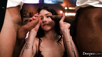 Cutie with big ass Matty Mila Perez drilled by two huge cocks