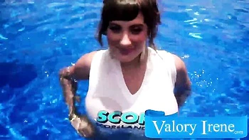 Gorgeous pool solo with a big-boobed mademoiselle Valory Irene