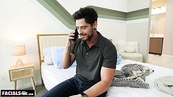 Blonde Thea Summers is sucking two massive dicks on the knees