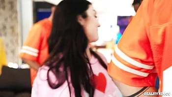 Astonishing long-legged brunette Violet Ray likes dick-riding so much