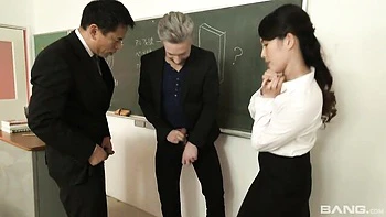 FMM interracial fuck with a young Asian brunette Mina Asahi