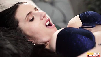 Big-boobed young brunette Nelly Kent rammed in the cowgirl pose