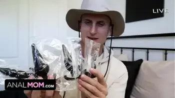 AnalMom - Pretty Blonde Milf Lets Her Stepson Play With Her New Butt Plugs And Her Tight Asshole