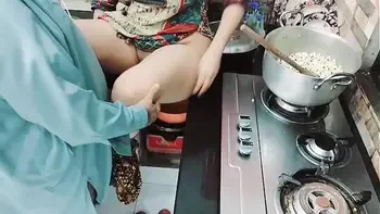Indian Wife Busy in Cooking While Her Ass Hole Fucked By Her Cuckold Husband With Clear Hindi Audio