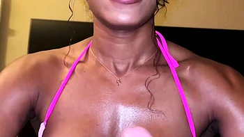 Busty babe sloppy blow job