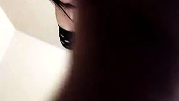 Brunette amateur babe strips off and masturbates