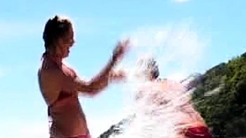 Outdoor anal solo and masturbating blonde