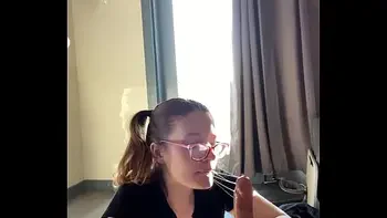 Hottie with Glasses gets blasted in the face