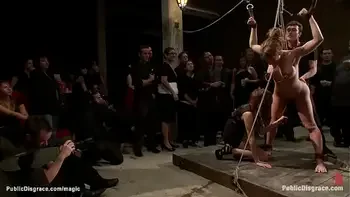 Busty fisted and dp fucked in public