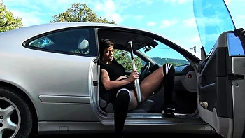 Cute amateur teen girl riding big toy cock on webcam