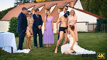 BRIDE4K. Wedding ritual sex with sexy blonde bride, dogging and wax play: Porn