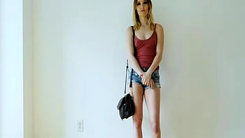 Tiny blonde teen porks her pussy with toys