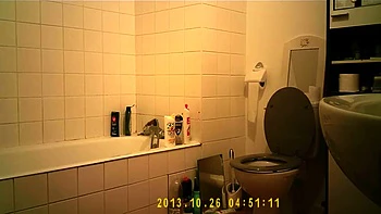 Cute teen gets caught on a toilet and in bath