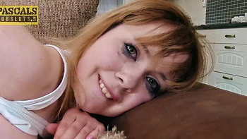 Older guy fucked young slut Cherry English on the sofa hard