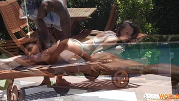 Cuck Husband DPs Horny Slut Wife with Pool Cleaner in Interracial Threesome GP2037
