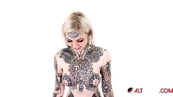 Inked Aussie milf masturbates with huge tits