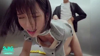 Rie Miyagi Fucks in Elevator - Asian Babe Takes Cum on Big Tits
