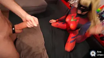 Cosplay teeny slut Takes a Huge cock  in her Ass Mouth and Pussy and squirts befor anal creampie