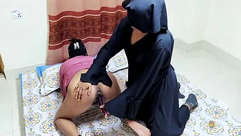 Desi hijabi bhabhi and neighbor lesbian sex with creampie and anal in Bengali audio