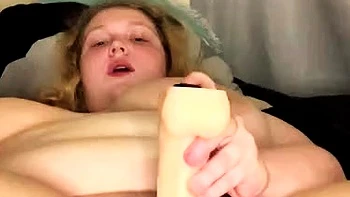 Big-boobs blonde milf jacks off with tit fuck solo