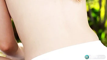 Sexy redhead teen Gracey Snow is touching her shaved pussy