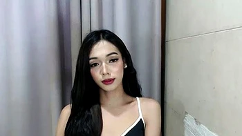 Horny amateur masked Asian teen toying on webcam show