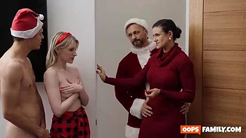 Melody Marks Horny Teen Foursome with Stepbro, Stepdad & Busty MILF Penny Barber Christmas Gangbang