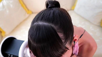 Teen brunette toys pussy and sucks dick in bath