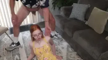 DSC12-1) Petite Spinner Reagan Reid Gives Old Man Deepthroat Blowjob Is Fucked Doggystyle & Missionary with Creampie