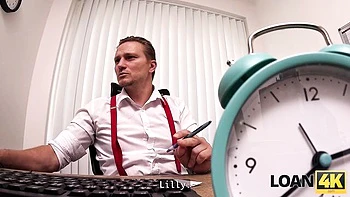 Cheerful blonde seduced for office sex with stranger