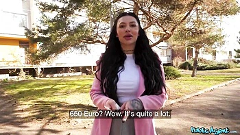 Stunning busty brunette Nala impaled in the cowgirl pose by big cock