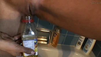 German MILF SweetSusi Dirty Talk Pissing Bet in Bathroom Solo Masturbation