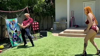 Big Ass Redhead Milf Plays Dick Ball With Step Son's Huge White Cock